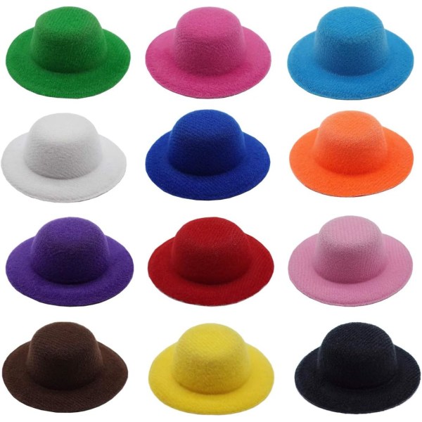 12 färger Mini formella hattar Miniatyr docka hattar Hatt för gör-det-själv hantverk Håraccessoarer Dekorera（2,3"/5,8cm)