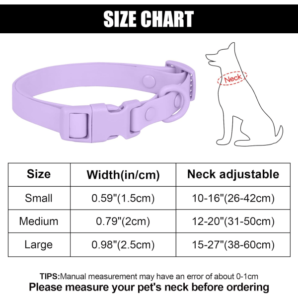 Blød gummibånd til hundehalsbånd med sikkerhedsspænde - Justerbare kæledyrshalsbånd til små, mellemstore og store hunde - S