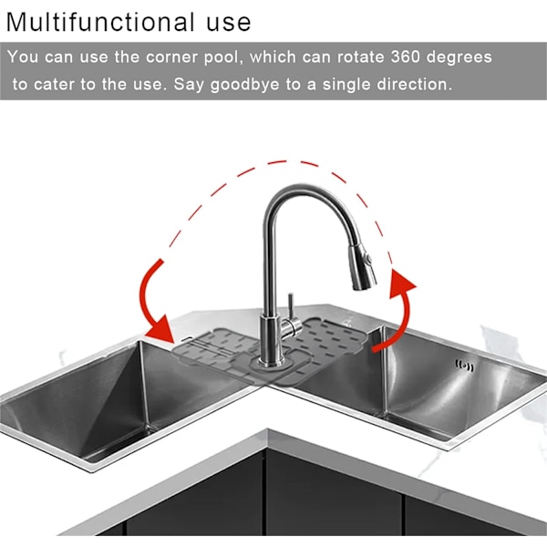 2-pack silikon diskbänksmatta, mini diskbänksstänkskydd för köksbänkskydd Självdrainagedesign (grå + grå, 8,3 tum x 5,7 tum)