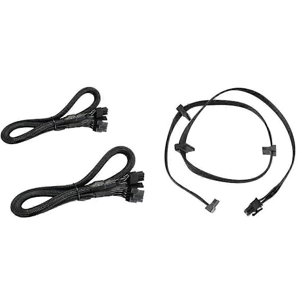2 kpl 8-PIN - 8-Pin (6+2) PCIE VGA Virtalähdekaapeli Flex & 1 kpl PCIe 6Pin Uros - 4 SATA Virtalähdekaapeli