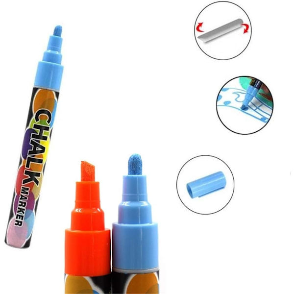 Flytande kritpennor Premium Flytande kritpennor Neonpennor Kritpennor (8-pack)