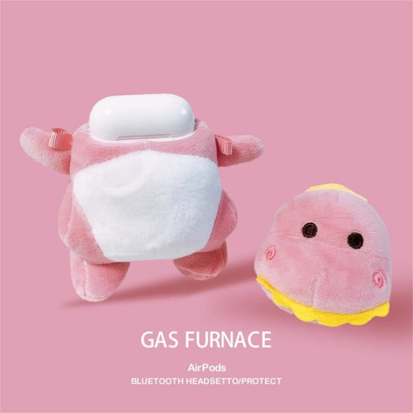 Sød plys pels fluffy girly pink dinosaur etui dyre dukke kompatibel med Airpods1 og Airpod2 tegnefilm hovedtelefoner cover