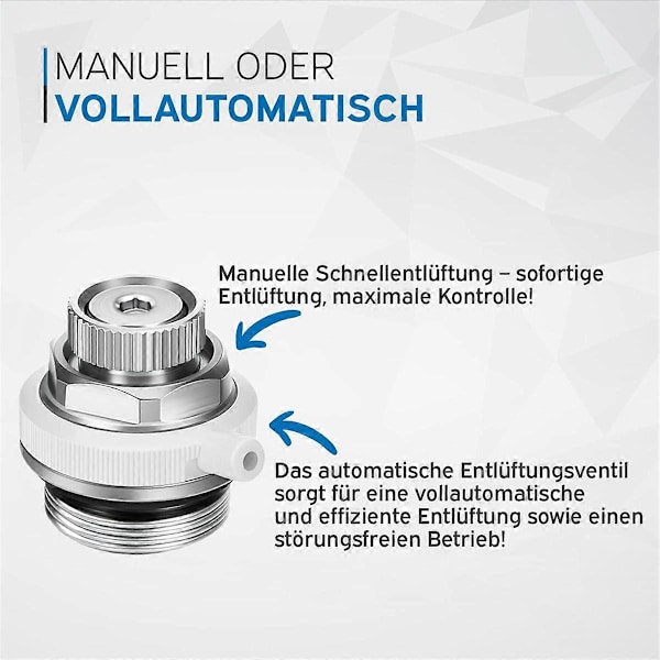 Helautomatisk Luftventil Automatisk Avstängning Självluftande Radiatorventil 1/2 tum för Värmesystem Silver