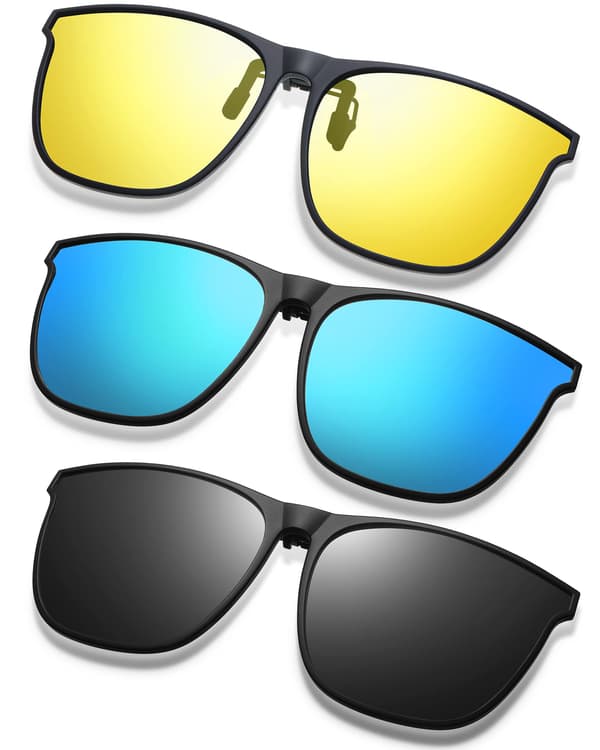 3 Pairs Large Polarized Clip-on Sunglasses
