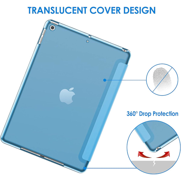 Etui til iPad 10,2-tommer (2021/2020/2019-model, 9/8/7 generation), Auto Wake/Sleep Cover (Blå)