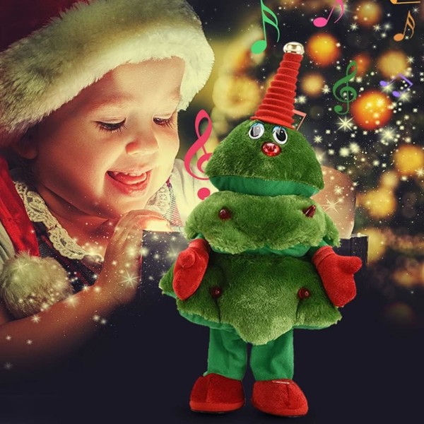 Julgran Elektriska plyschleksaker Rolig Sång Dansmusik Xmas Tree Docka, Juldekoration Söt leksak för flicka och pojke presenter