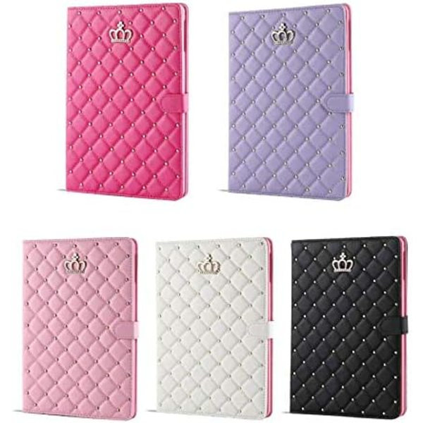 Fodral för iPad 9.7 2018 2017/ iPad Air 2, Diamant Söt Elegant PU Läder Smart Auto Sleep/Wake Stativ Apple iPad 5:e/6:e/iPad Air (Rosa)