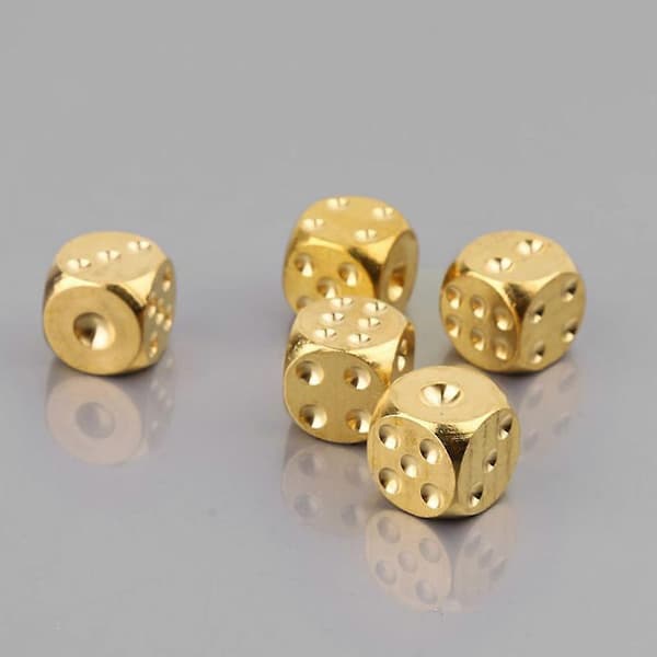 6 Pieces 13mm Copper Dice Polished Solid Home Decor Brass Dice Bar Accessories Game Tools Copper Metal Dice Copper Game Accessories