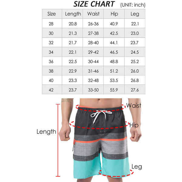 Herre Stribede Strandbukser - 4XL (42) Kaffe