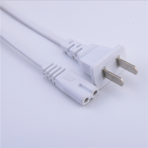 5ft lang hvid 2 polet AC strømkabel kabel stik