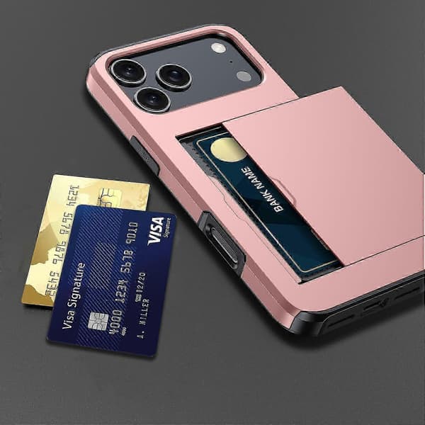 Til iPhone 17 Pro Max Cover Kortholder TPU PC Telefon Bagside (Sølv, Sølv)