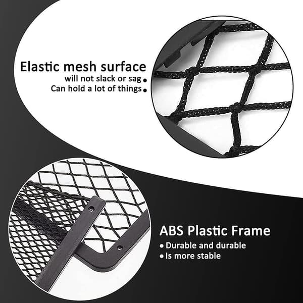 RV Storage Net, 4-Pack Cargo Net Car Storage Net RV Van Storage Solutions with Plastic Frame Elastic Mesh Bag Organizer Pocket (36 * with 2 Hooks