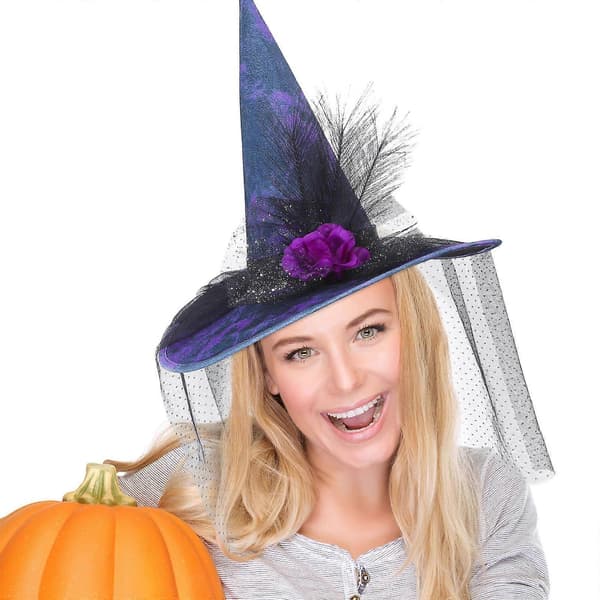 Halloween heksehue med stofmateriale til 1 kostumetilbehør