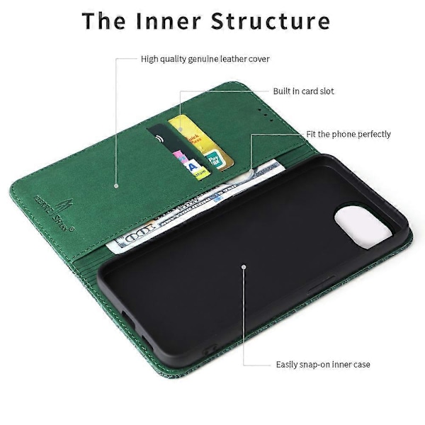 Fierre Shann Krokodiltextur Magnetiskt Läder Telefonfodral För iPhone 16e Green