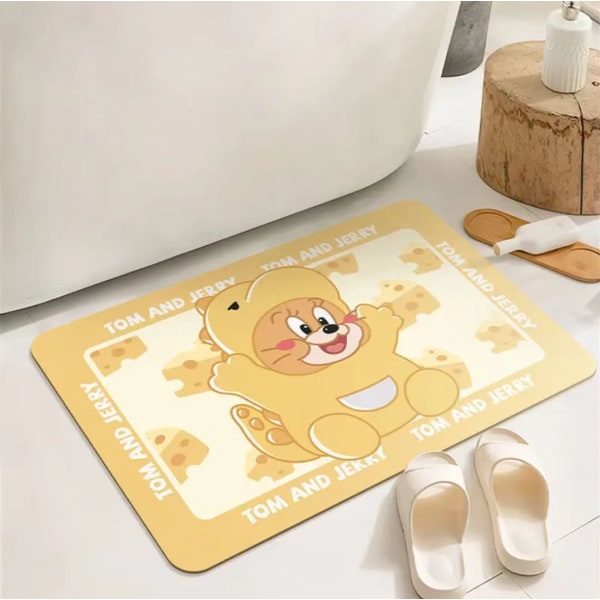 40X60cm Tegneserie Ost Tom og Jerry Diatom Mud Gummimåtte Dørmåtte Gulvmåtte Børns Gave, Værelse Dekoration,Hus Dekoration,Badeværelse Gulvmåtte (Jerry)