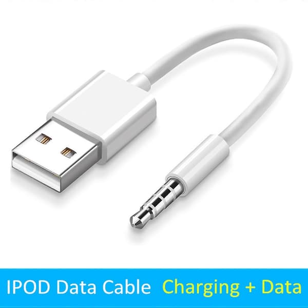 5X Egnet til Ipod SHUFFLE Datakabel USB Mp3 Opladning 3., 4., 5., 6. 7. Generations Opladerkabel White