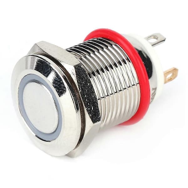 2pcs 12mm 4-Pin Self-Resetting Metal Button Switch with LED Light IP65 Switch (White 100~240V)