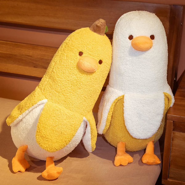 Banan And Duck Plys - Sød And Duck Plysdyr Kast Plys Legetøj Blød Krammepude (Hvid, 19.7\")
