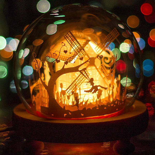 3D Stereoskopisk Pappersutskärningslampa, DIY Varm Ljus Origami Lampa med Fjärrkontroll, Hemmagjord Liten Bordslampa Kreativ Sovrum Sänglampa