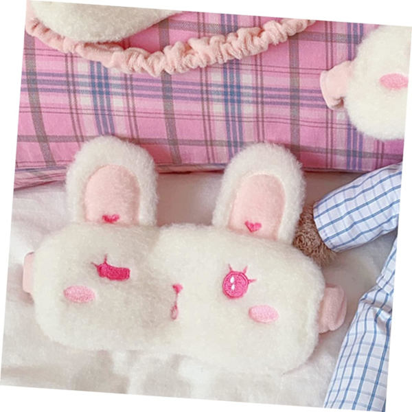 Bunny bamse øjenmaske bamseører øjenmaske bamser fluffy sove øjenmaske bærbar øjenlap kanin plys materiale