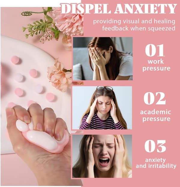 5 stk. mini-squishy-sæt med kattepotedesign – 3,5 cm bløde klemmelegetøj med ophængskæde – sensorisk anti-stresslegetøj til børn og voksne rosa, vit, blå, gul, färgglad