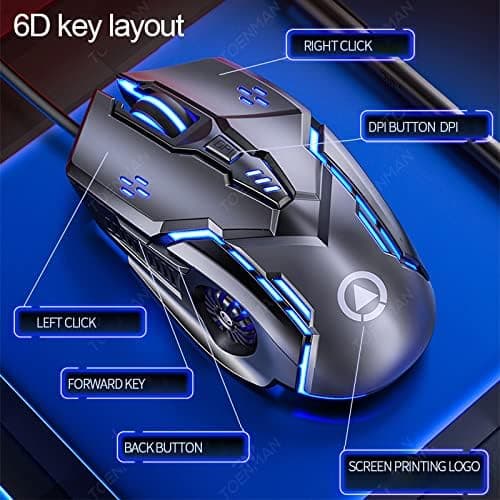 Silver Eagle G5 Silent Wired Mouse Six Buttons Light Game USB Wired Gaming Mouse Office Game Light Mouse (Black)