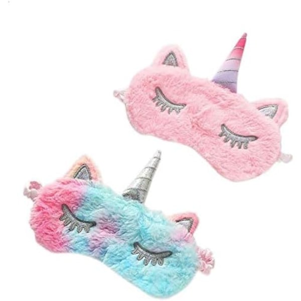 Plush Sleeping Eye Cover 2 Pieces Soft Funny Eye Blindfold Cat Sleep Eye Cover Animal Sleeping Eye Shade for Kids Girls