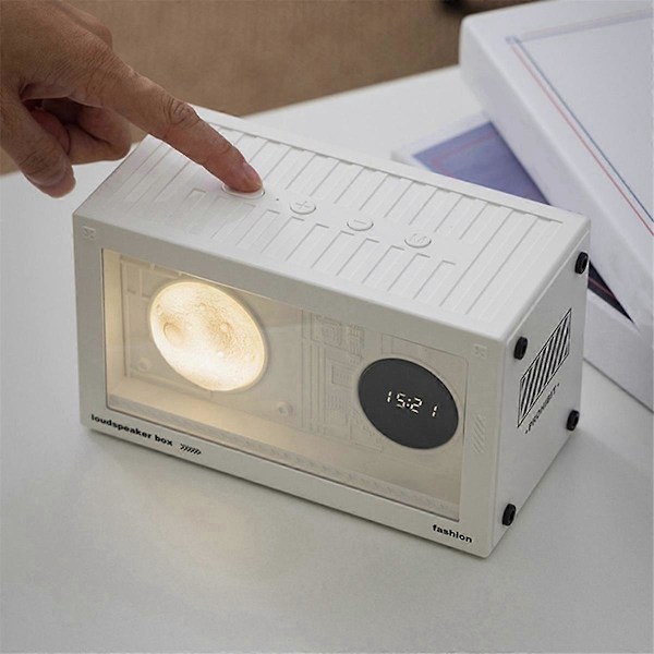 Planet Vækkeur Radio med USB Oplader, Bluetooth Højttaler, Hvid