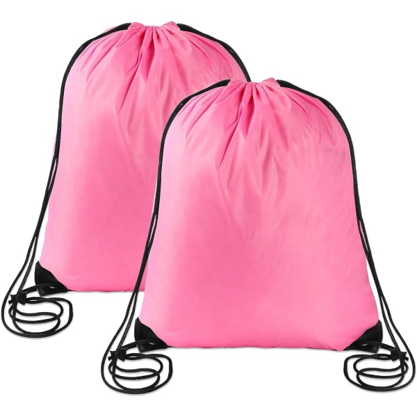 2 stk. lyserøde snoretrækssække Sports Cinch Sack String Bags Snoretrækssæk Gym Bag Draw String Rygsæk Bulk Swimming String Bags