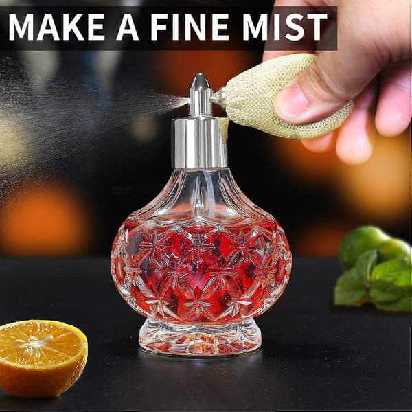 100 ml genopfyldelig cocktailforstøver med elegant diamantmønstret design, klassisk luftbold bartender-sprøjte