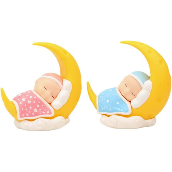 Mini Baby Moon Cake Decoration Toy Decoration DIY Sleep Baby Moon Doll Kids Decoration Birthday Party Cake Decoration Car