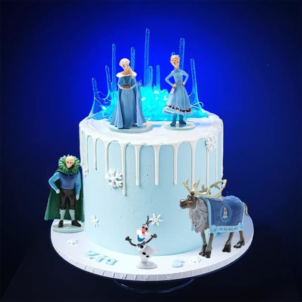 Frozen Cake Topper Figurer Set, Frozen tårtdekorationer för Frozen festtillbehör
