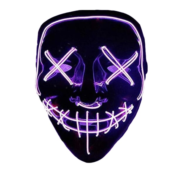 Halloween-maske, glød i mørket LED-rensingsmaske for utkledningsspill, rollespill, festivaler og fester