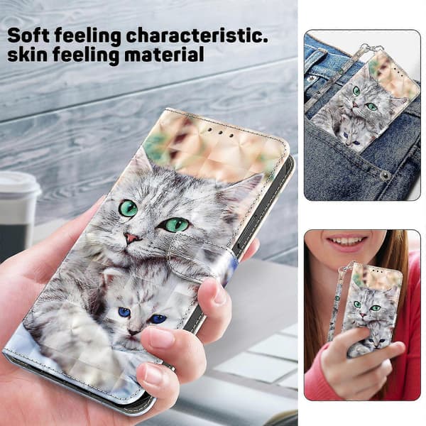 For Samsung Galaxy A05s 4g Case PU Leather Pattern Print Flip Phone Case - MXBC (Two Cats)