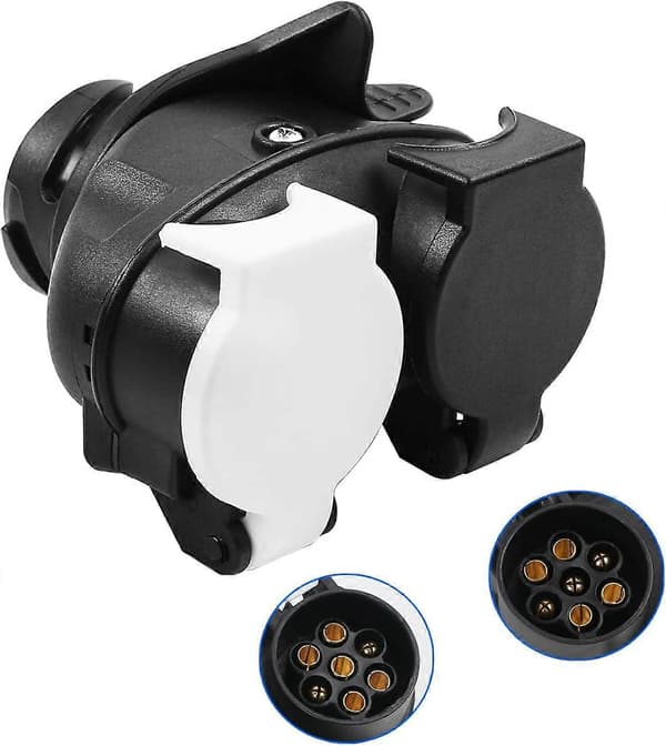 13-polet til 7-polet bilstikadapter 12V, 2-i-1 traileradapterkonverter, 13-polet til trækadapter