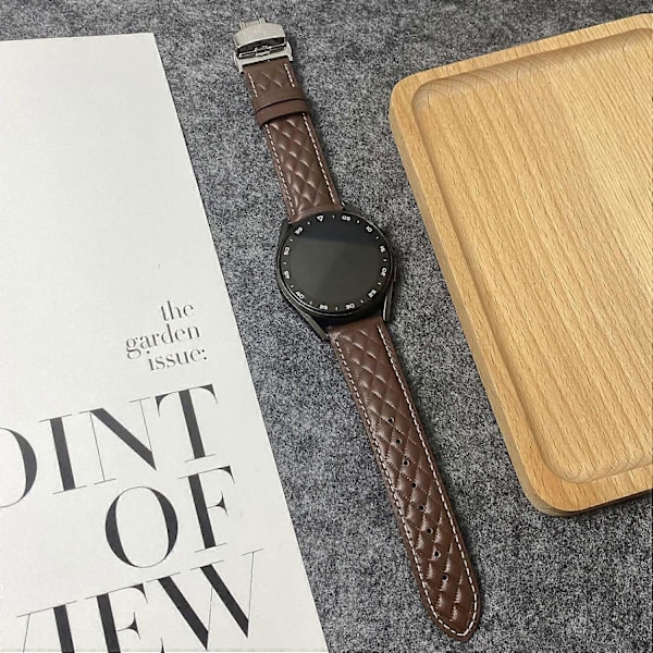 Armband i äkta läder med rombstruktur för Huawei Watch GT 5 Pro 46 mm/GT 5 46 mm 22 mm Style E