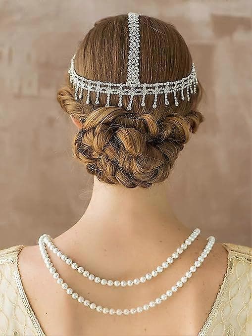 Pannebånd Hodeplagg Rhinestone 1920-talls Pannebånd Flapper Hårtilbehør til Kostymefest Hodehette Sølv