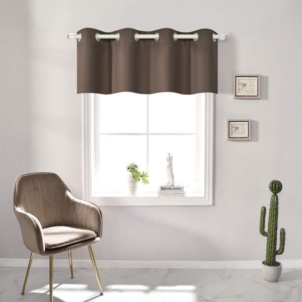 Kaffe Brun Blackout Gardin for Vindusbehandlinger 45.72 cm Lengde Solid Isolerte Maljer Topp for Soverom 1 Panel 132.88 x 45.72 cm 2 Stykker