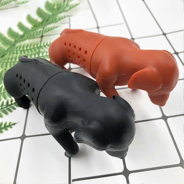 1 Set Tea Strainer Dense Hole Heat-Resistant Detachable Easy to Fill Good Permeability Cartoon Dog Shape Tea Diffuser Bar Tool KAESI Black