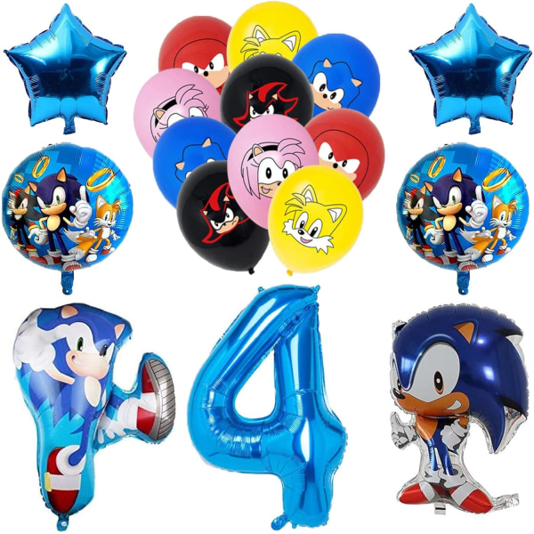 Födelsedagsballonger, födelsedagsfesttillbehör Pojkar Flickor 4-årsballongdekorationer (17 delar)
