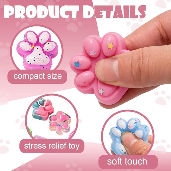 10 stk mini squishy kattepotedesign, mykt sensorisk leketøy, anti-stress leker for barn og voksne, tilfeldig farge (3 cm)