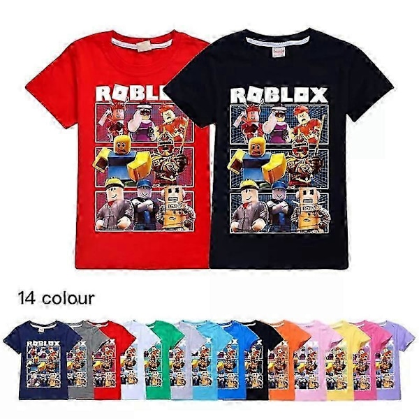 Ny Sommer Casual Kort Ermet T-skjorte Roblox Barn Bomulls T-skjorte Topp for Gutter og Jenter 110 White