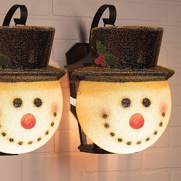 2-pack snögubbe jul veranda ljusskydd 12 tum, jul utomhusdekorationer semesterljusskydd för verandalampor