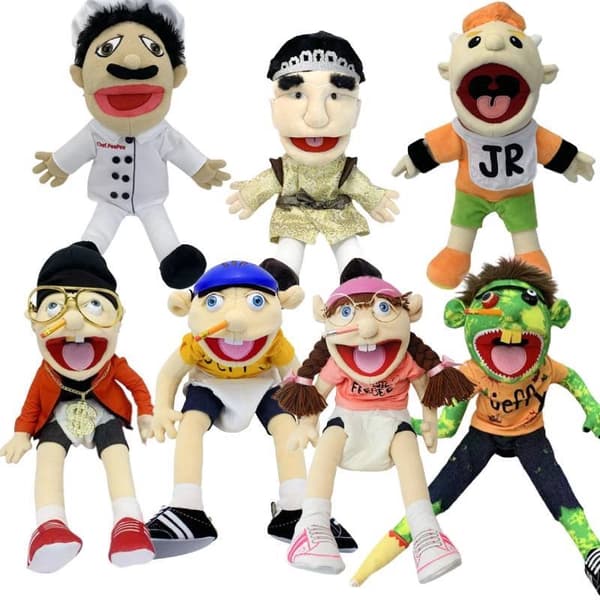 Jeffy Hand Puppet Boy Plush Toy with Removable Clothes Chef 50cm