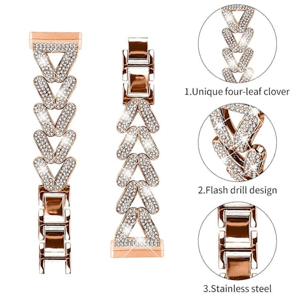 Twisted klokkereim i sinklegering med rhinsteinsdekor for Fitbit Versa 3/Fitbit Sense Style A