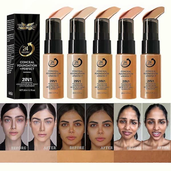 2-in-1 Conceal & Perfect Foundation, Lightweight, Breathable Formula with 24H Sweat-Resistant Coverage & Oil Control