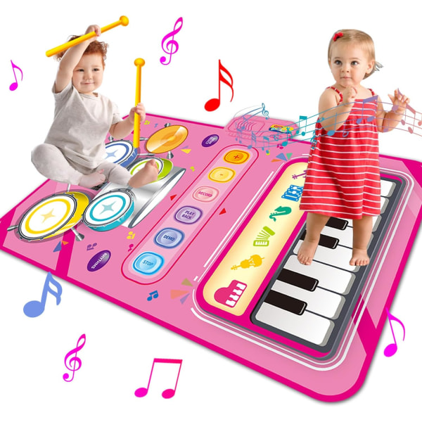 Leksaker för 1-årig flicka presenter, 2 i 1 pianomatta Montessori-leksaker Julstrumpor för toddler