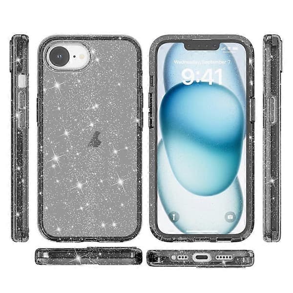 Støtsikkert Terminator Glitter Pulver Deksel (Svart, iPhone 16e)