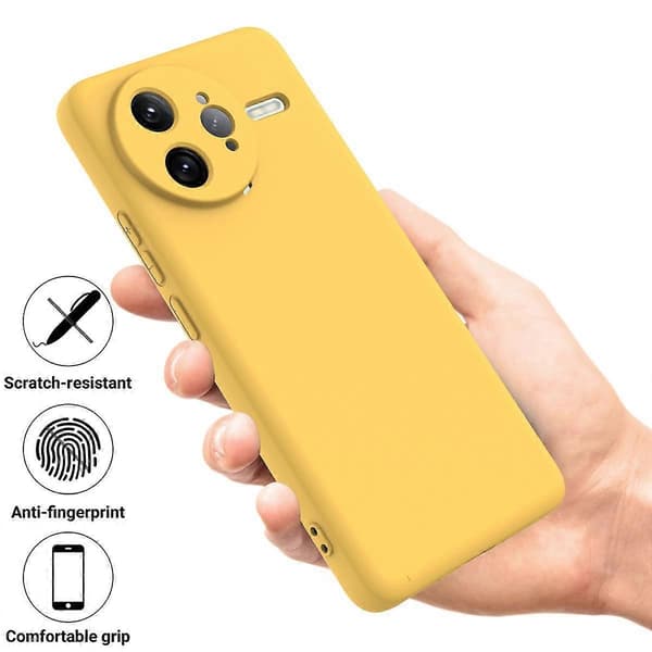 Solid Color Liquid Silicone Drop-proof Full Coverage Phone Case (Yellow, For Redmi K80 Pro)