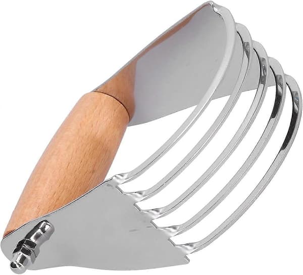 Deigkutter i rustfritt stål med trehåndtak, kraftig deigkutter for baking